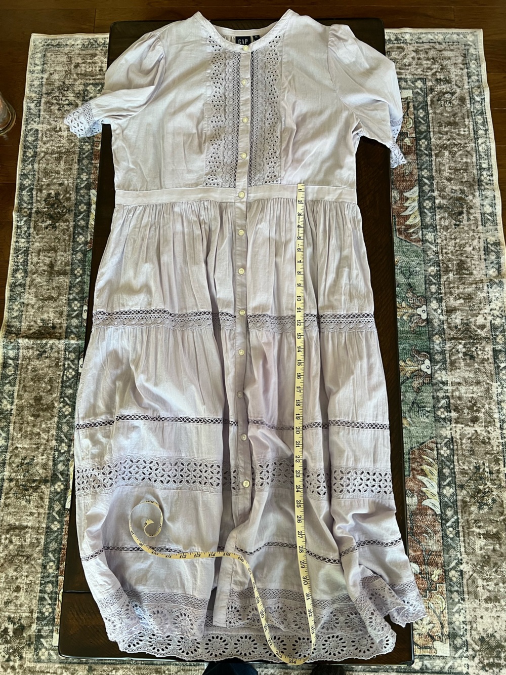 Cotton GAP Pale Lavender Lightweight Button-Front Tiered Midi Dress - Picture 10 of 13
